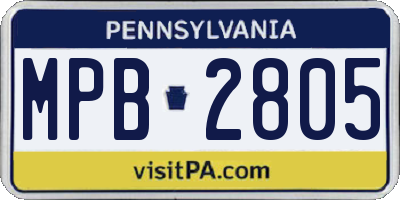 PA license plate MPB2805