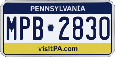 PA license plate MPB2830