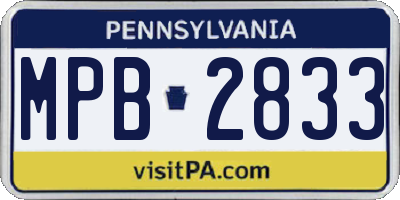 PA license plate MPB2833