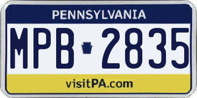 PA license plate MPB2835