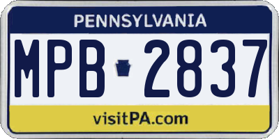 PA license plate MPB2837