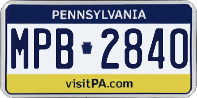 PA license plate MPB2840