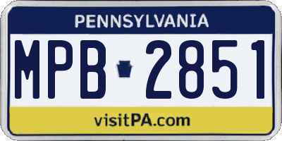 PA license plate MPB2851