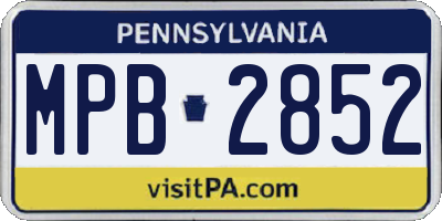 PA license plate MPB2852