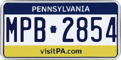 PA license plate MPB2854