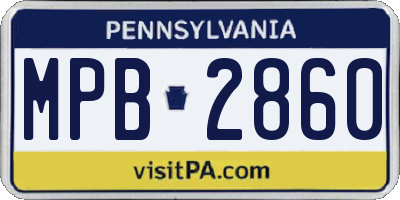 PA license plate MPB2860