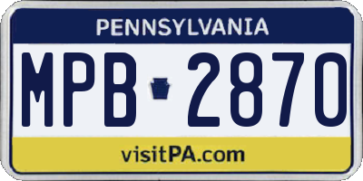 PA license plate MPB2870