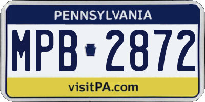 PA license plate MPB2872