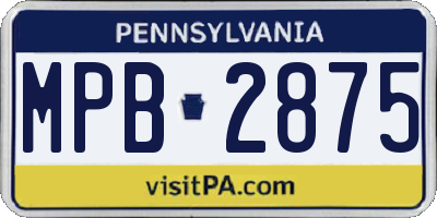 PA license plate MPB2875