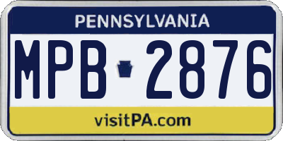 PA license plate MPB2876