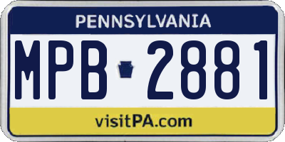 PA license plate MPB2881