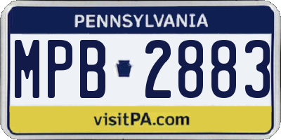 PA license plate MPB2883