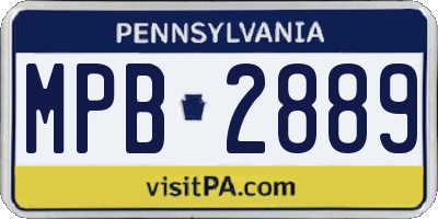 PA license plate MPB2889