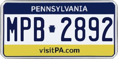 PA license plate MPB2892