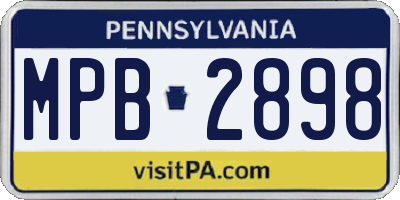PA license plate MPB2898