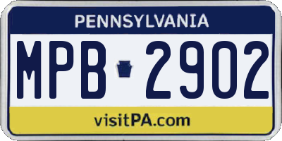 PA license plate MPB2902