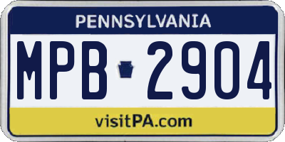 PA license plate MPB2904