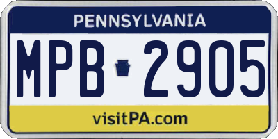 PA license plate MPB2905