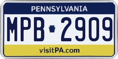PA license plate MPB2909