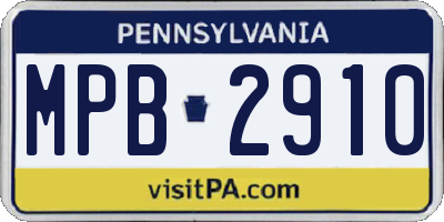 PA license plate MPB2910