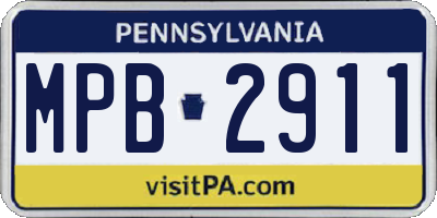 PA license plate MPB2911