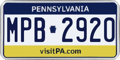 PA license plate MPB2920