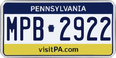 PA license plate MPB2922