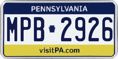 PA license plate MPB2926