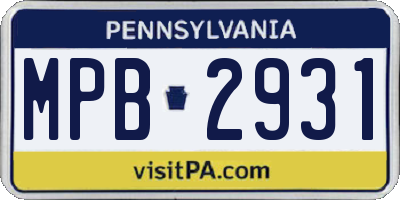 PA license plate MPB2931
