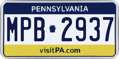 PA license plate MPB2937