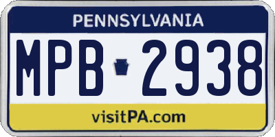 PA license plate MPB2938