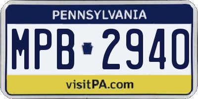PA license plate MPB2940