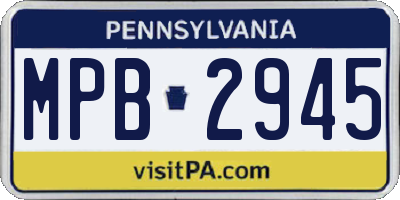 PA license plate MPB2945