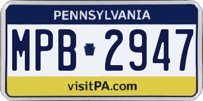 PA license plate MPB2947