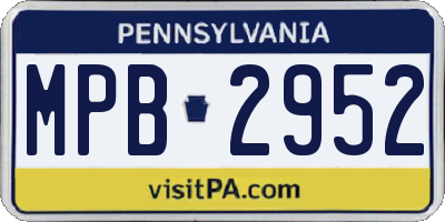 PA license plate MPB2952