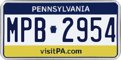 PA license plate MPB2954