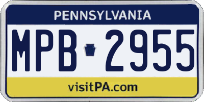 PA license plate MPB2955