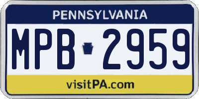 PA license plate MPB2959