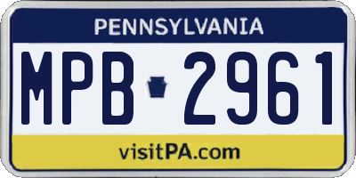 PA license plate MPB2961