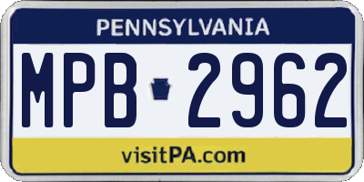 PA license plate MPB2962