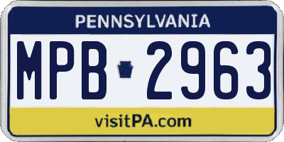 PA license plate MPB2963