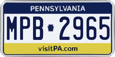 PA license plate MPB2965