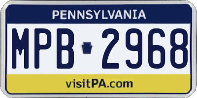 PA license plate MPB2968