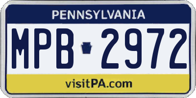 PA license plate MPB2972