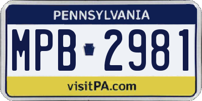 PA license plate MPB2981