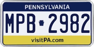 PA license plate MPB2982