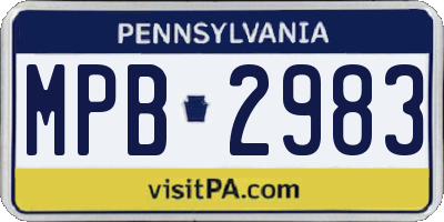 PA license plate MPB2983