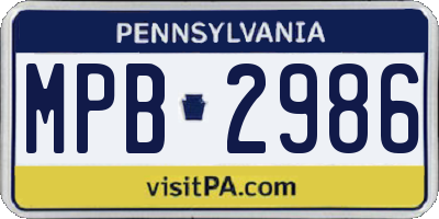 PA license plate MPB2986