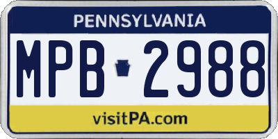 PA license plate MPB2988