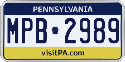 PA license plate MPB2989